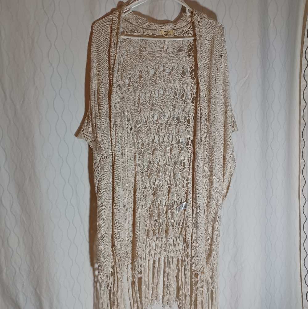 Kori Crochet Fringe Sweater - Natural M/lL
